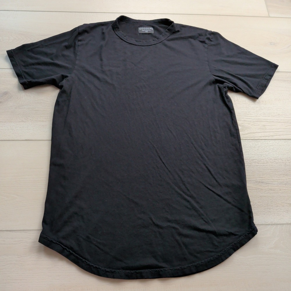 Goodlife Crewneck T-Shirt Mens Large Black Cotton Modal Curve Hem Made in USA